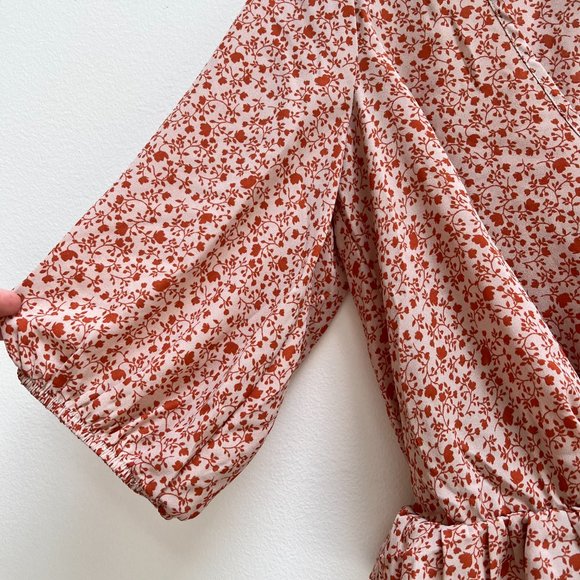 NWT Sienna Sky Orange Floral Peplum Ruffle Hem | Front Tie | Boho Style - Picture 5 of 9